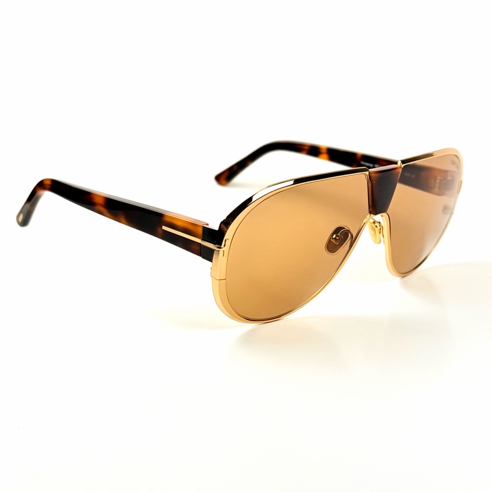 Tom Ford TF 1072 30E Vincenzo Gold Frame Tortoiseshell  Sunglasses Brown Lenses - Picture 5 of 8